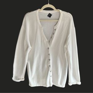 BLANC DU NIL FRANCE White Cardigan Sweater Knit Cotton T5 XL